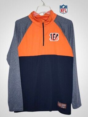 NFL Cincinnati Bengals Orange and Black Quarter-Zip Pullover - Medium